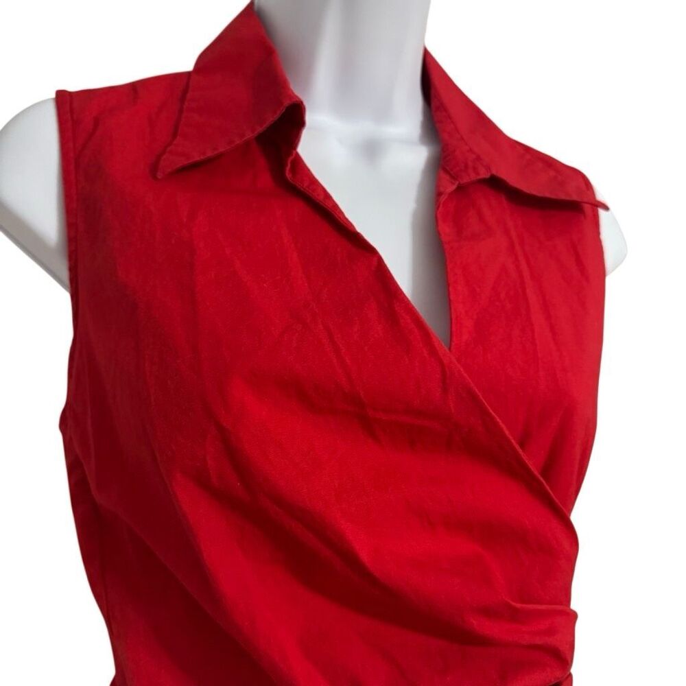 Vintage Y2K Newport News Red Faux Wrap Sleeveless Top 14 - Picture 2 of 6